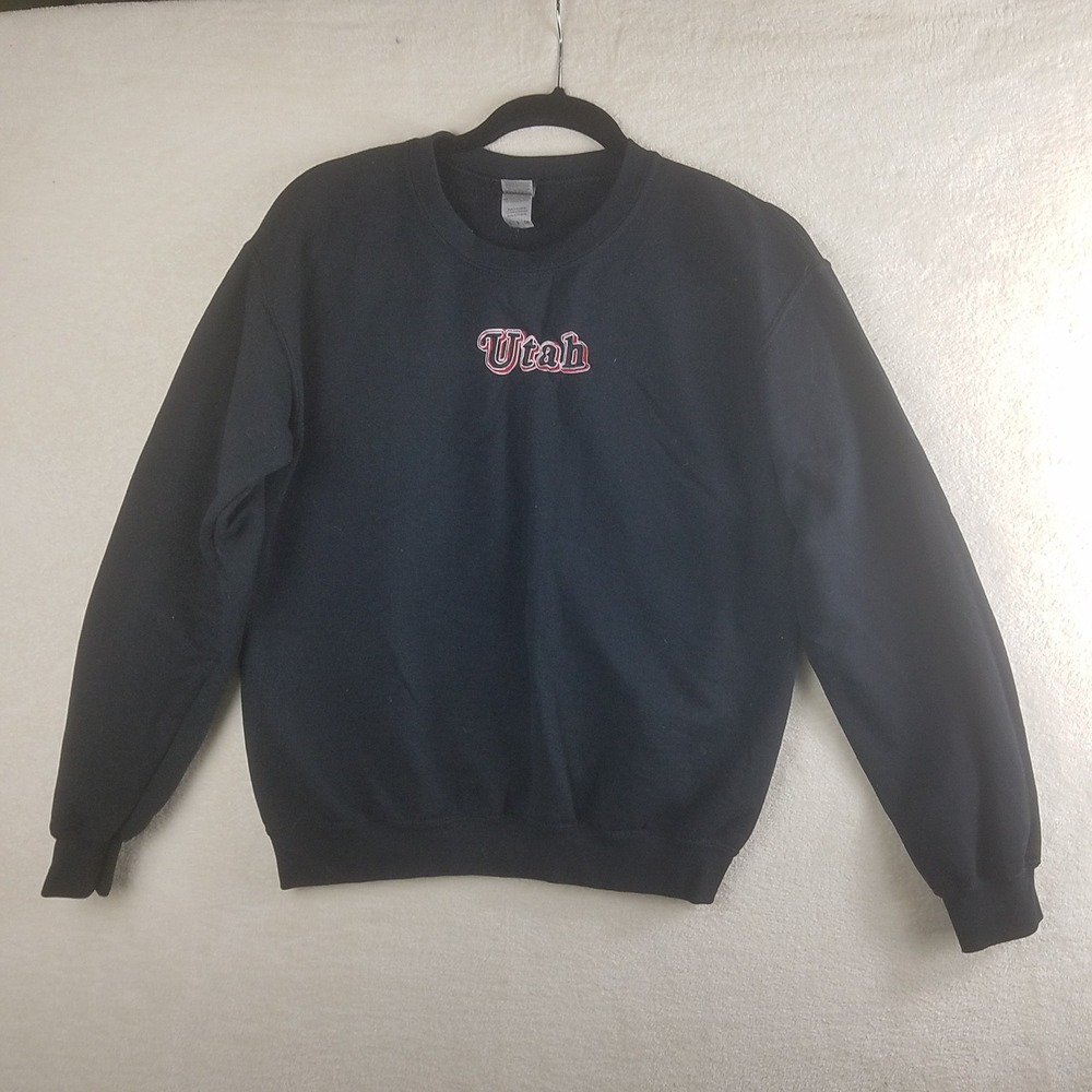 Gildan Heavy Blend Utah University Embroidered‎ Crewneck Sweatshirt Black Mens S